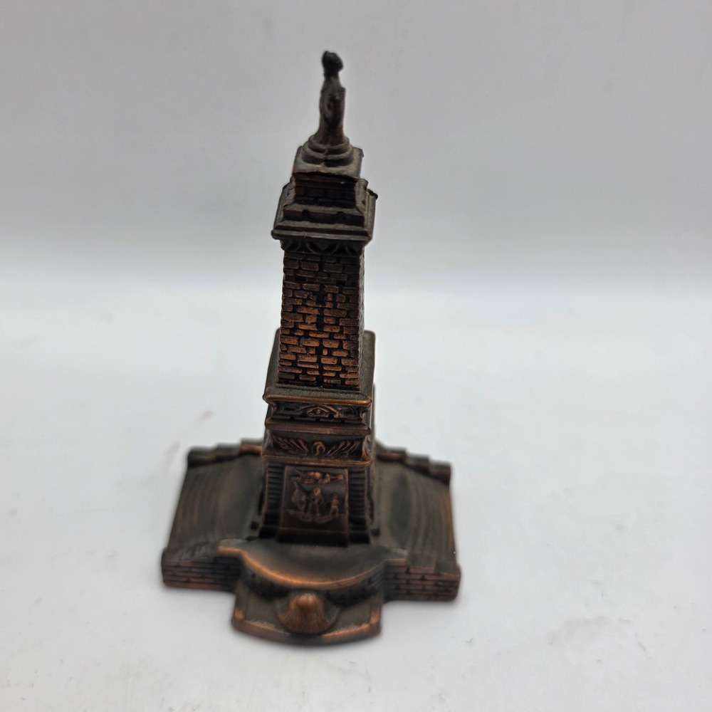 Vintage Bronze Tone Metal Monument Statue Architectural Travel Souvenir Mini
